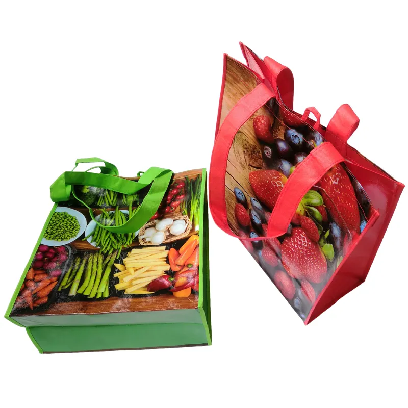 BOLSAS DE TNT LAMINADO CON IMPRESION DE VERDURAS FRESCAS