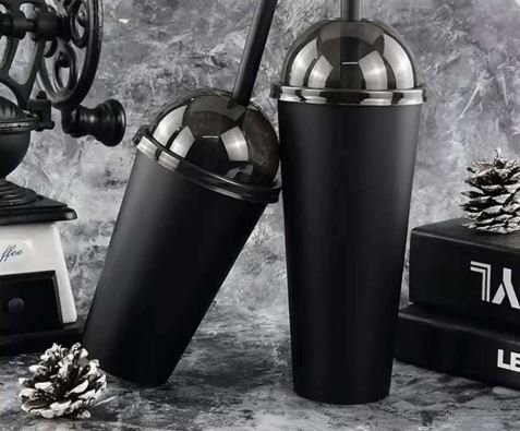 VASOS DE PLASTICO NEGRO RESISTENTES CON TAPA REDONDA