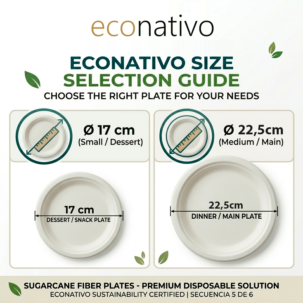 Platos 17 cm Desechables de Fibra de Caña de Azúcar – Pack 50 Unidades – Compostables, Resistentes y Ecológicos – Vajilla para Postres, Aperitivos y Uso Diario - Imagen 3