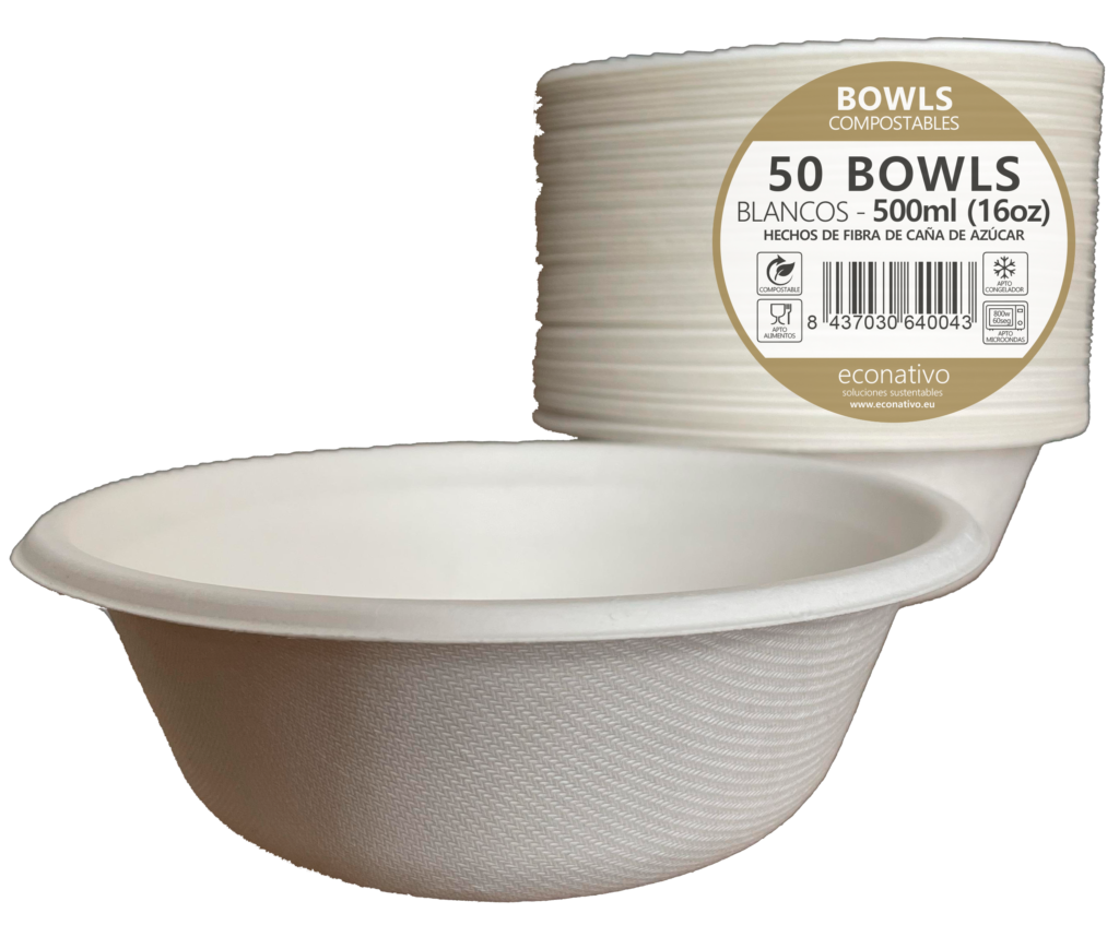 bowls compostables 500 ml Econativo Vajilla desechable